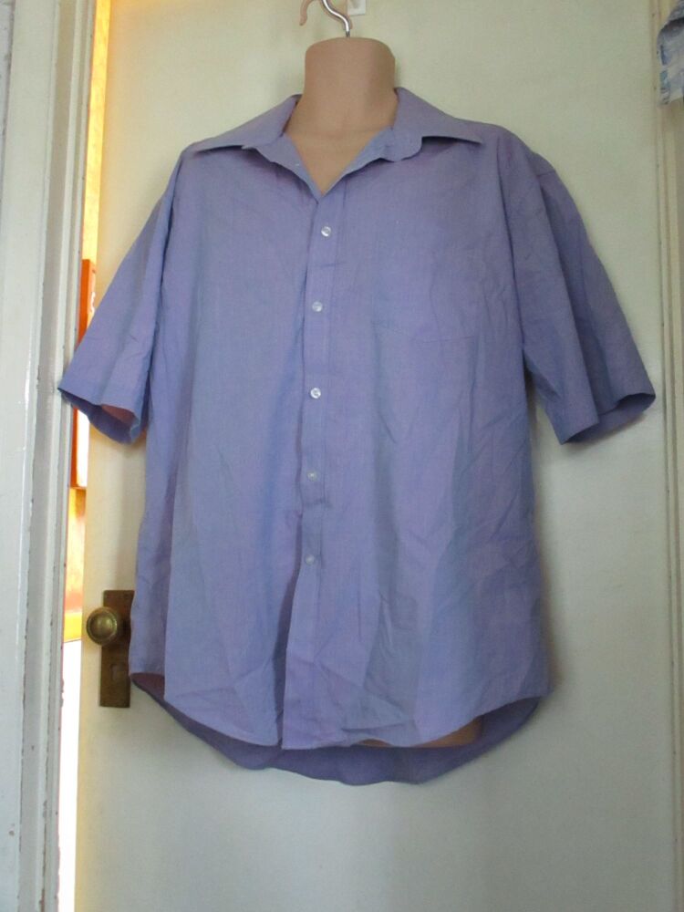 Florence & Fred Size 17" Collar - Blue Pink Short Sleeve Shirt