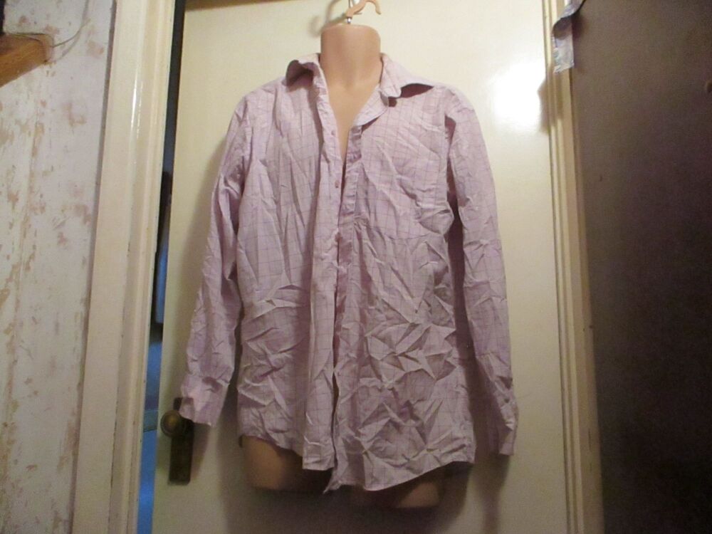 Cedarwood State Size 15.5" Collar - Long Sleeve Shirt - Pale Pinky White & Blue Chequered