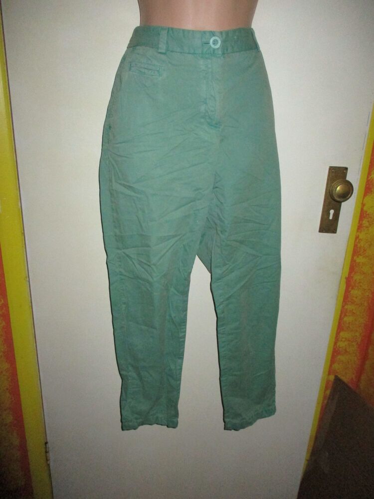 M&S Collection Trousers - Size 10 Green Coloured UK Short