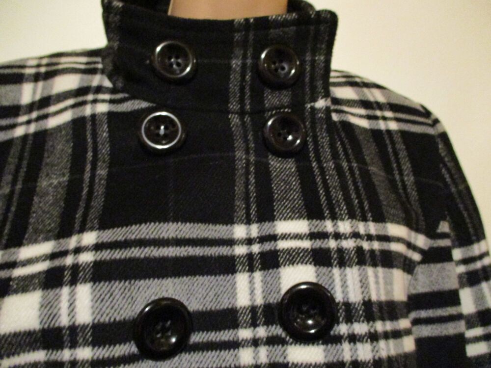M&S Size 12 Black & White Chequered Coat Jacket