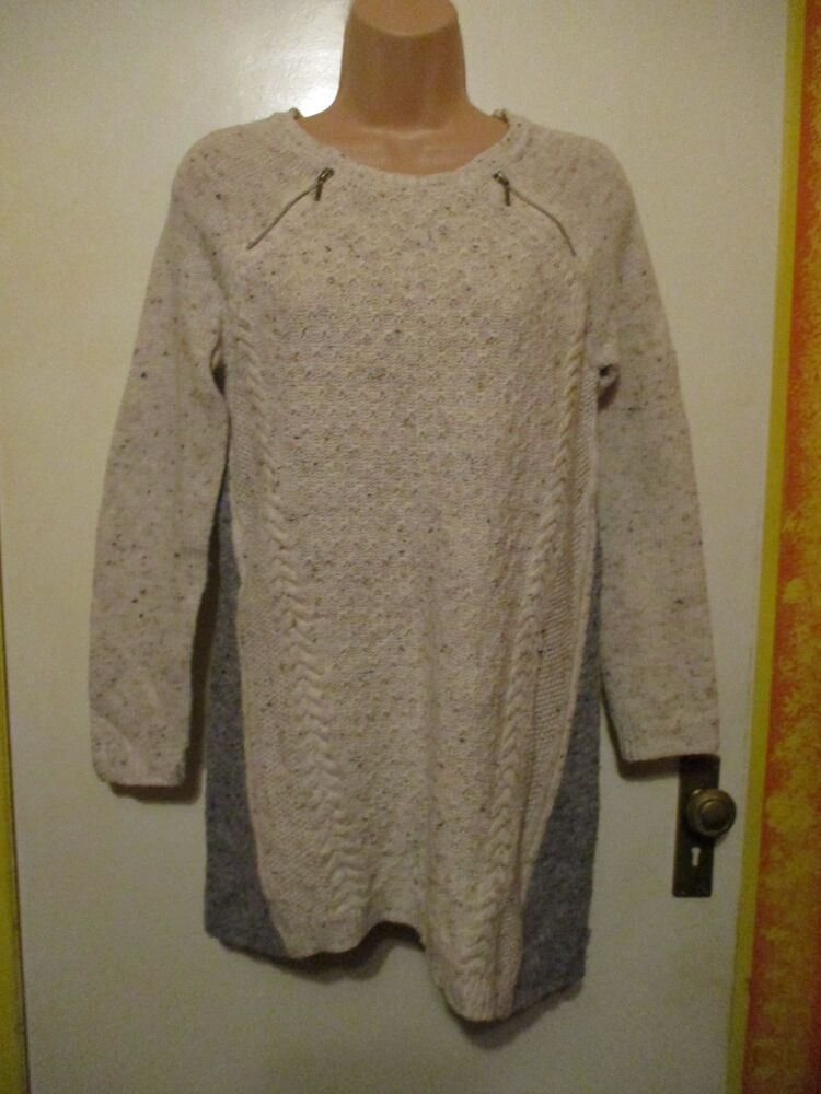 M&S Collection Size 10 White Grey Long Knitted Jumper Dress