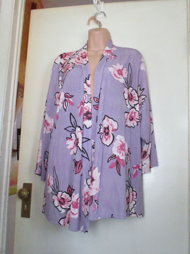 Julipa - Pale Violet with White Pink Flowers - Size 30 Evening Ladies Top Cardigan Over-Jacket