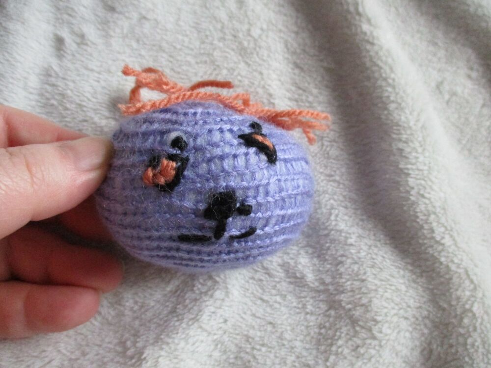 (*)Lavender Poppop Ball - Orange Roots - Orange Black Features -  Knitted Soft Toy