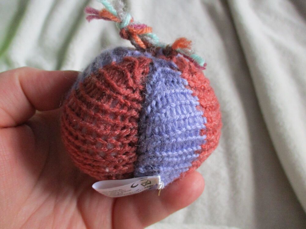 (*)Sweet Brown & Lavender Poppop Ball - Mint Orange Purple Grey Roots - Dark Blue Orange Features - Knitted Soft Toy