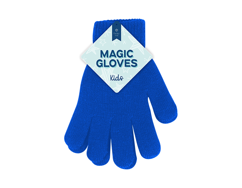 Navy Blue Kids Plain Magic Gloves