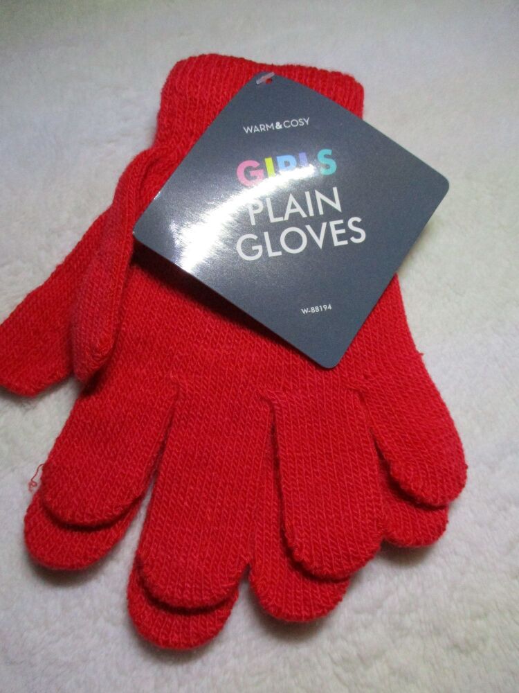 Red Kids Plain Magic Gloves