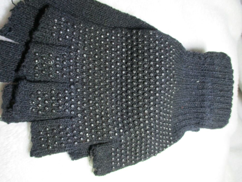 Black Mens Fingerless Gripper Gloves