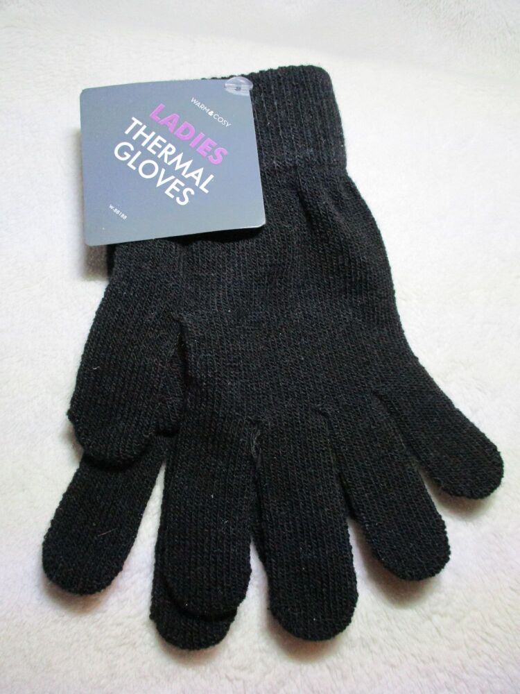 Black Ladies Thermal Gloves