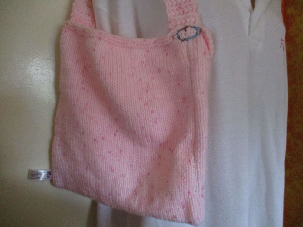 Pale Pink Mottled Chunky Knitted Bag. Knitted By KittyMumma