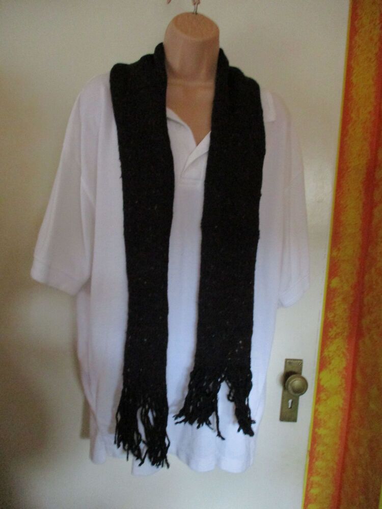 Black with Multi coloured dashes 63.7" Scarf. Knitted By KittyMumma