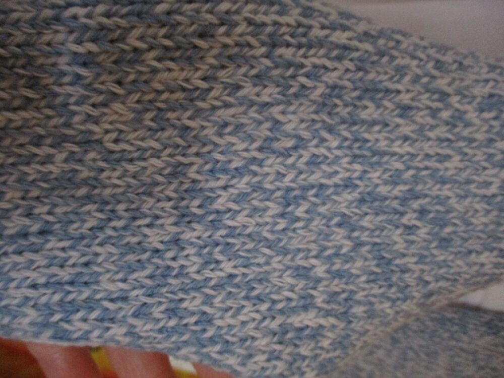 Blue White Mottled Full Length 54" Scarf. Knitted By KittyMumma