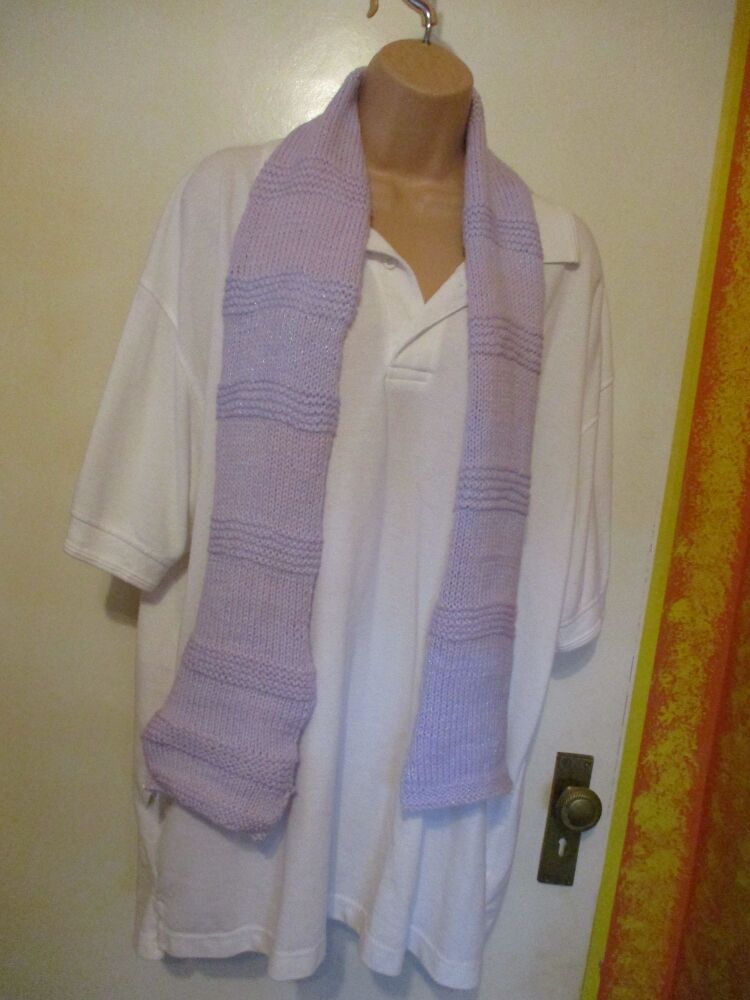 Glittery Lilac Ribbed 52" Scarf. Knitted By KittyMumma