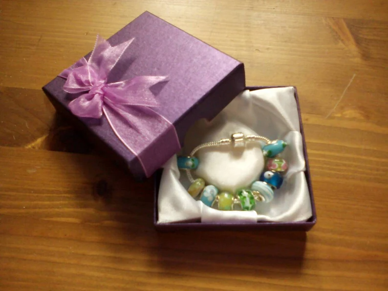 Stunning Seaside Greens Summer charm bracelet. Snake Chain with snap closure. Gift boxed.