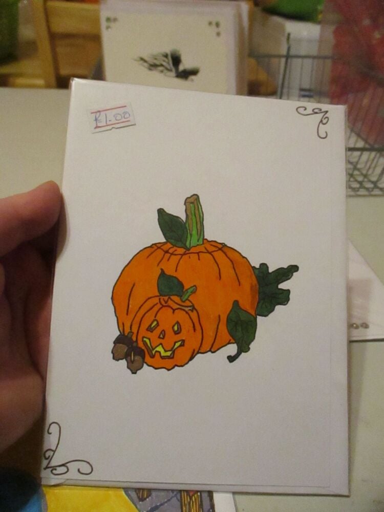 Harvest Pumpkins & Acorns Design White Card - KittyJohnson