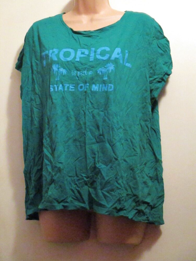 "Tropical Is Just a State Of Mind" Green Pep & Co Size 22 T-Shirt