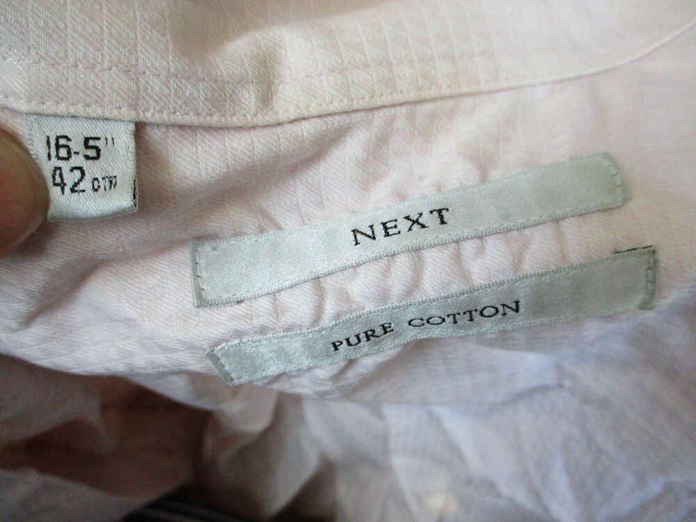 Next Pure Cotton Pale Salmon Tone Long Sleeved - Size 16.5" Collar Shirt