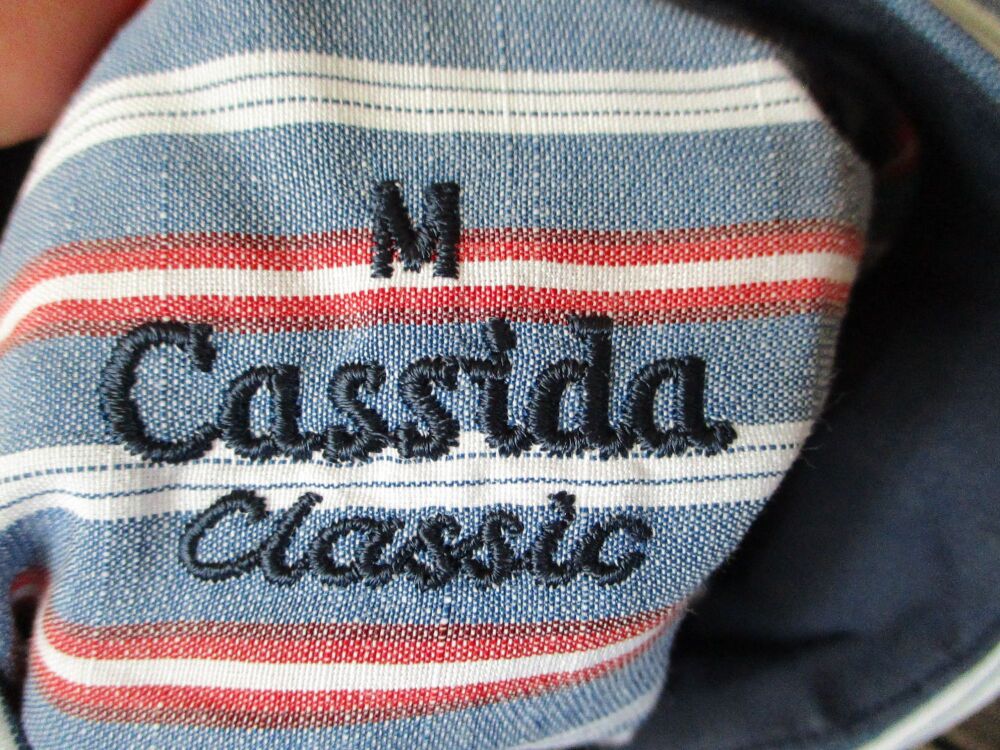 Cassida Classics - Blue Red White Striped Size M Short Sleeve Shirt