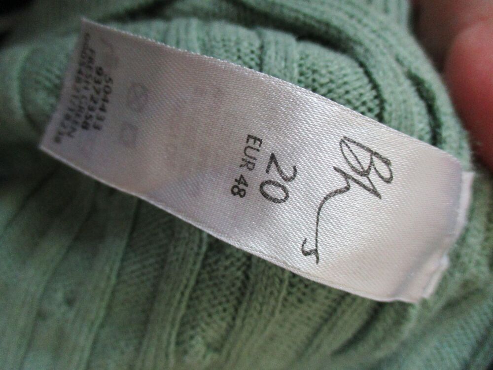 Vintage 90s BHS Green Knitted Jumper Top V-Neck - Size 20 slight staining