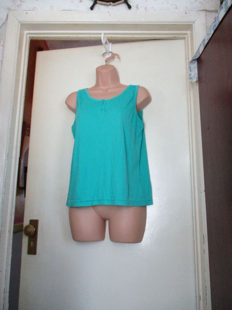 Teal Green Littlewoods Vintage Ladies Vest Top Size 14/16
