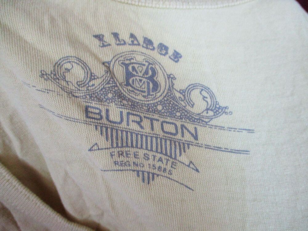 Burton - Faded Pale Mustard Yellow Baggy V-neck T-shirt - Size XL