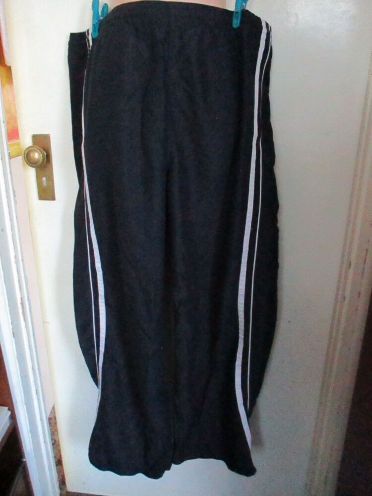 George Black and White Zip Leg Exercise Sports Trousers - Size L