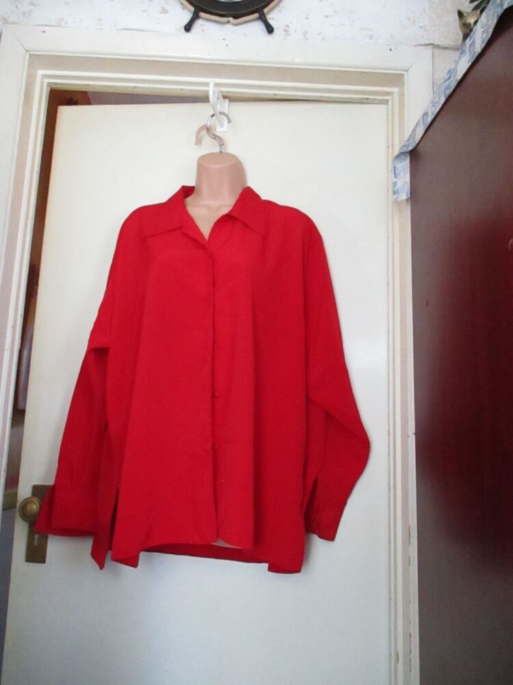 Sara Neal Red Blouse Shirt - Long Sleeved - Size 18-20