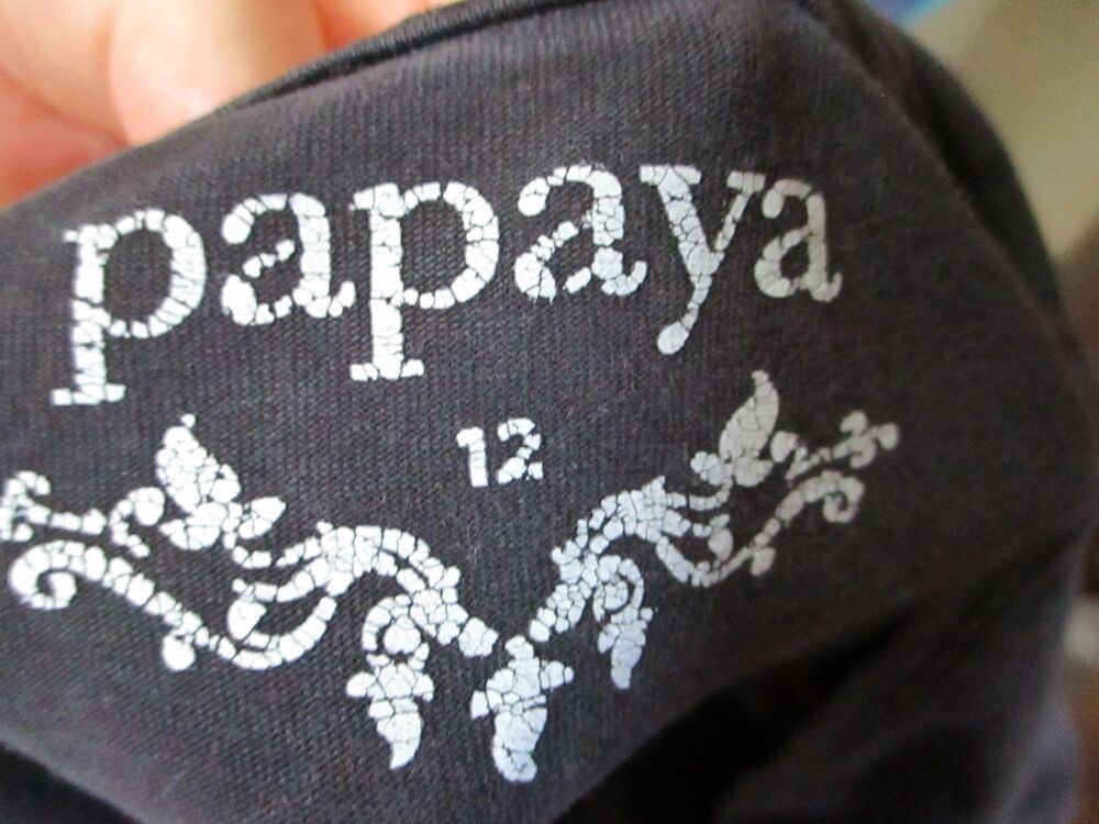 Papaya - Faded Greyish Black Short Sleeved T-Shirt Top - Size 12