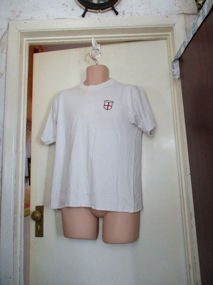 England Football T-Shirt - Size XL (Guesstimate) - Yellowed Neck & Stains