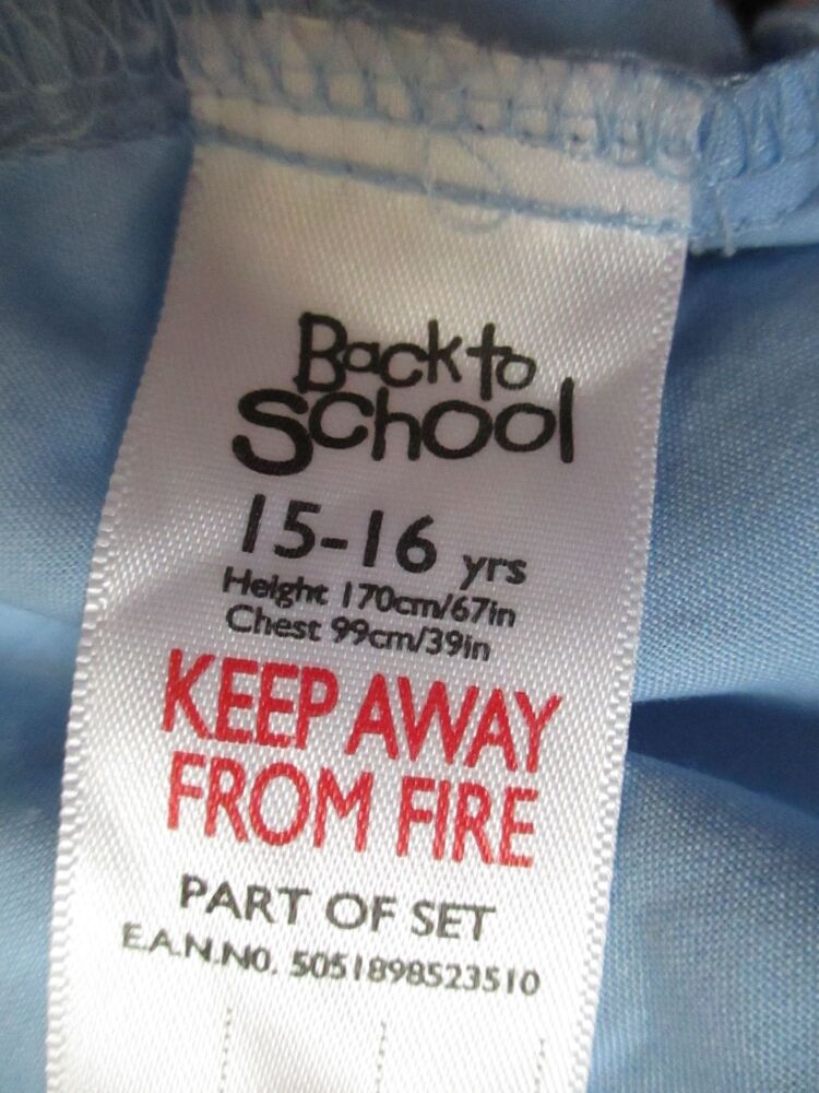 Light Blue Short Sleeve Shirt Blouse - Back To School - Size 15-16Yrs