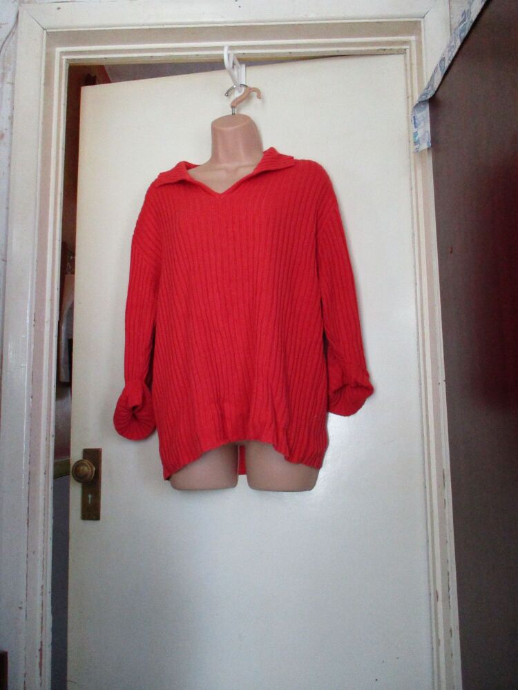 Charmant - Red Long Sleeved Knitted Top - Size 18