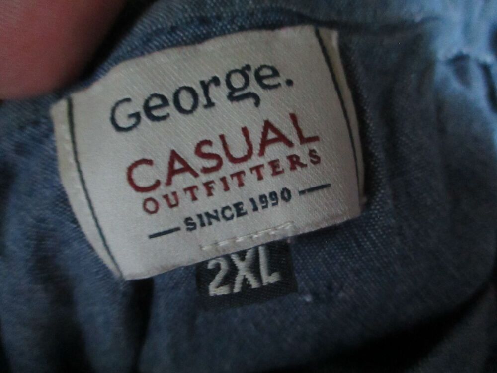 George Casual Outfitters - Beige Cream with Fake Blue Inner Shirt Collared Jumper - Size 2XL