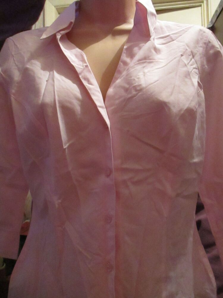 Marks & Spencer Pale Pink Short Sleeved Fitted Blouse - Size 10