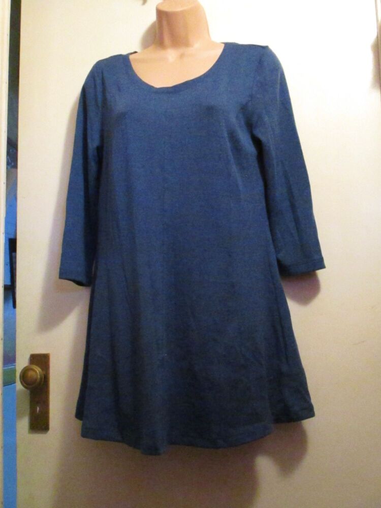M&S Collection Blue 3/4 Length Sleeve Dress Top - Size 10