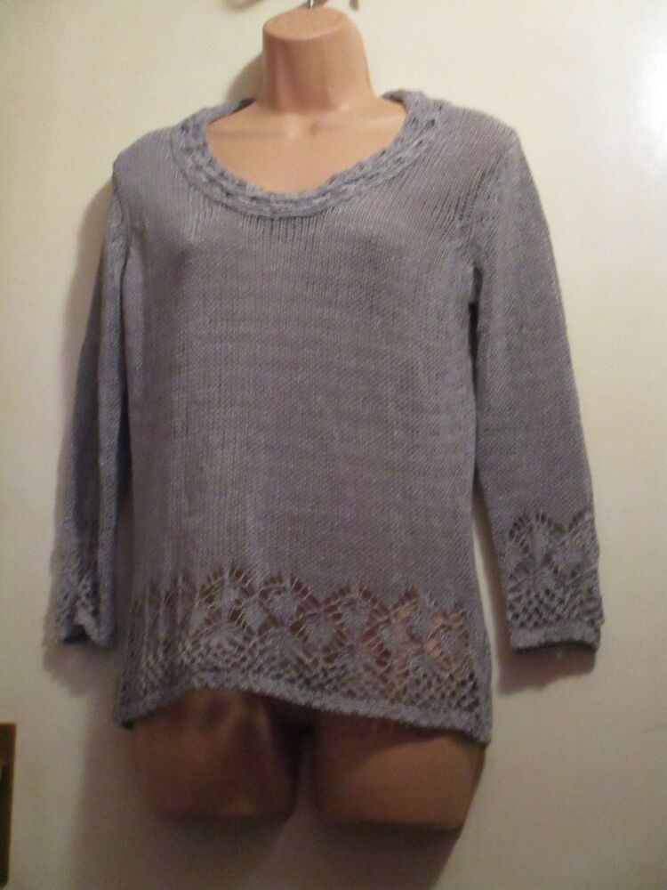 Per Una Silver Stretchy Chainmail Look Knitted Jumper - Eveningwear - Size S