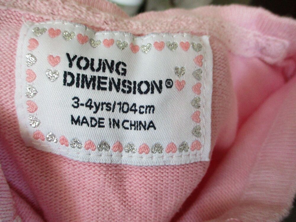 Young Dimensions Pink Cardigan with Shimmery Buttons - Size 3-4Yrs - Slight Stains