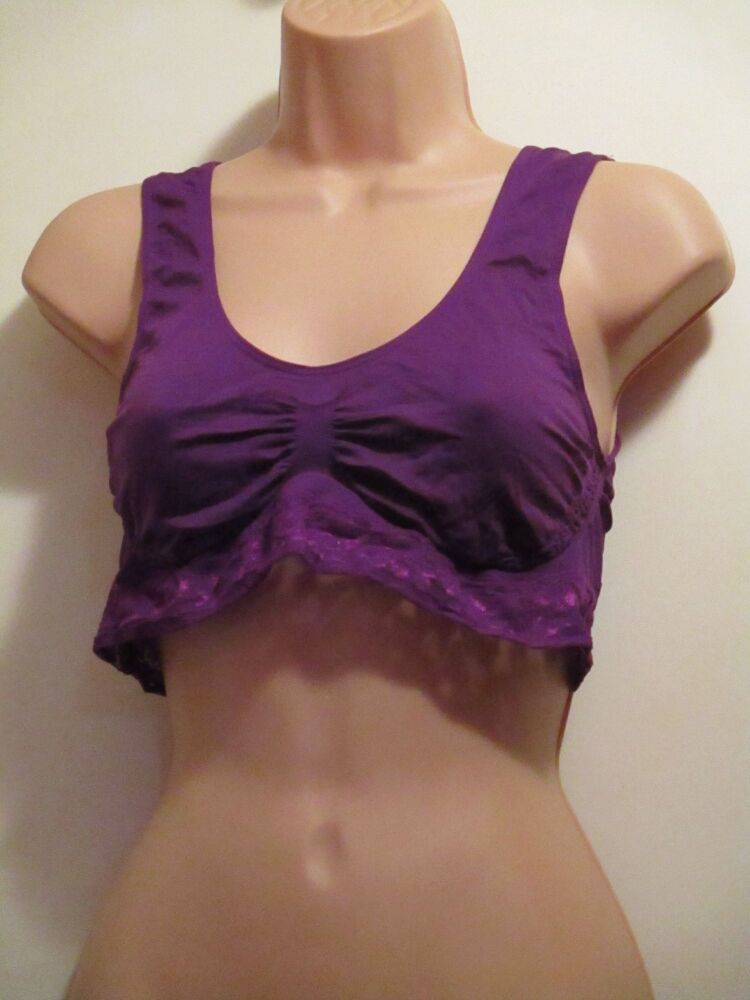 TU Purple with Lacey Design Over-The-Head Sports Bra - Size XL