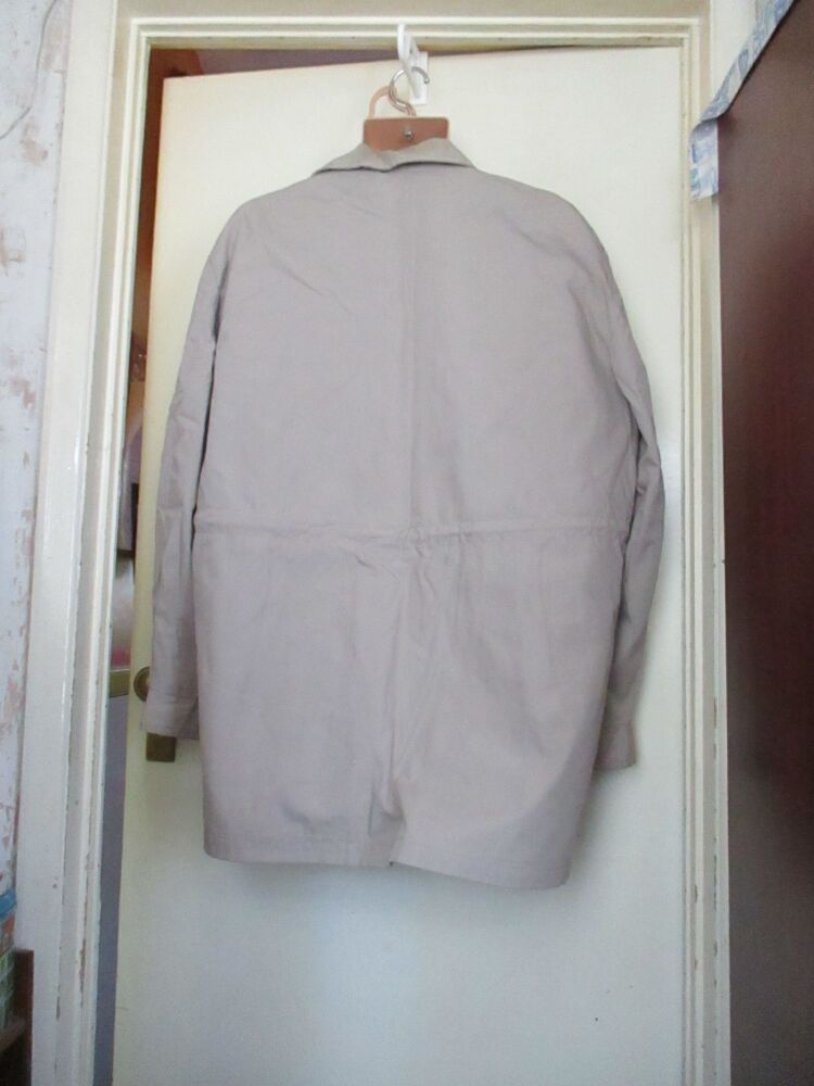 Dark Cream Beige Raincoat Jacket with Colour Chequered Inside - Size & Brand Unknown