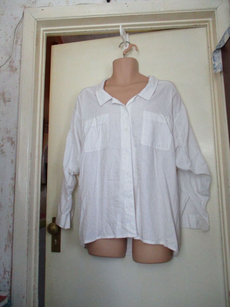 Vintage White Cotton Shirt - Size 16 (I think) - Brand Unknown