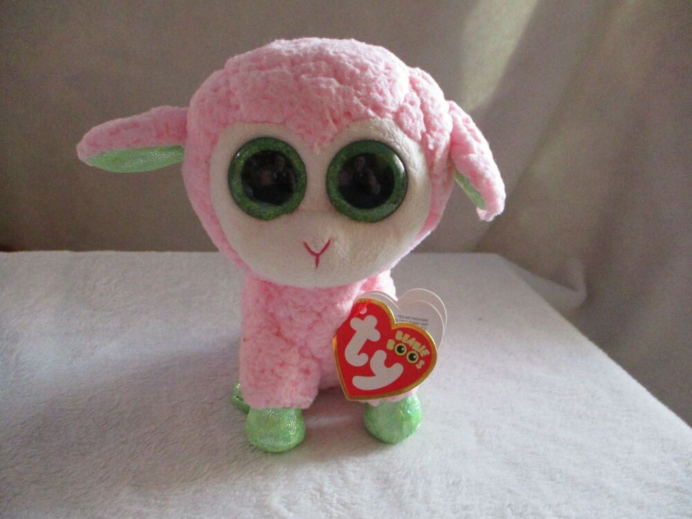BNWT - Small Leyla the pink lamb - TY Beanie Boos - Tag Faded
