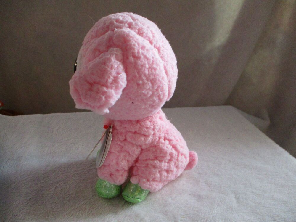 BNWT - Small Leyla the pink lamb - TY Beanie Boos - Tag Faded