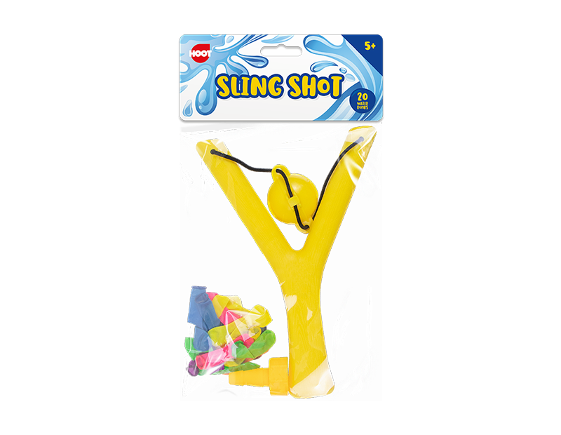 Yellow Plastic Sling Shot & 20 Water Bombs - Hoot
