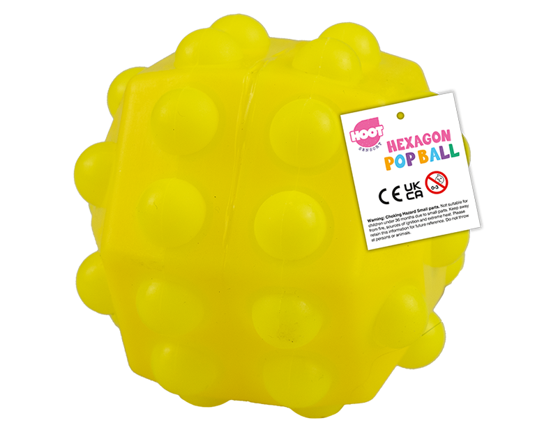 Hollow Yellow Hexagonal Sensory Pop Ball Toy - Hoot