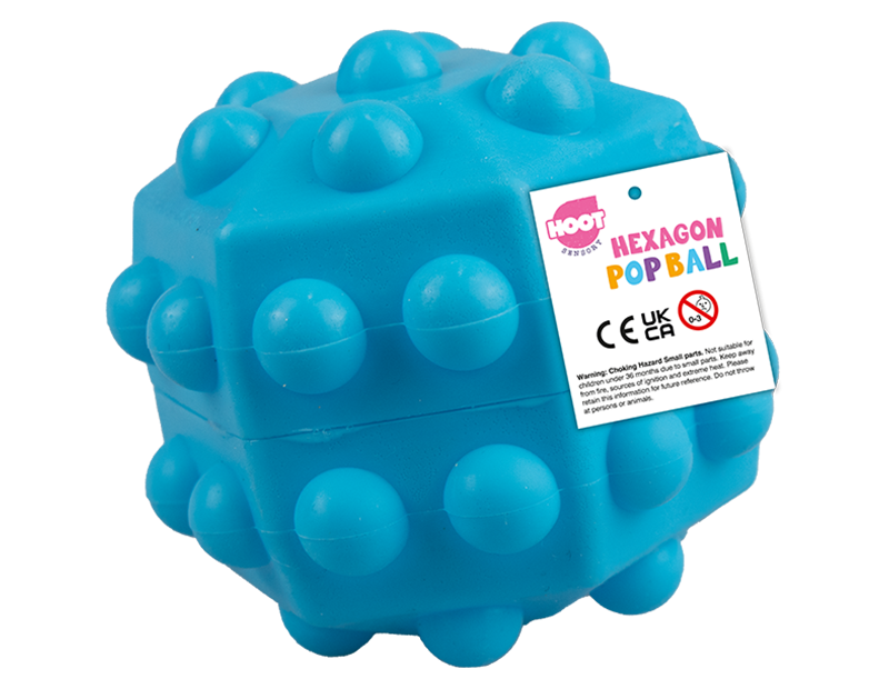 Hollow Blue Hexagonal Sensory Pop Ball Toy - Hoot