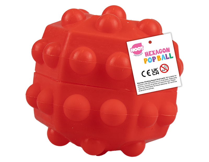 Hollow Red Hexagonal Sensory Pop Ball Toy - Hoot