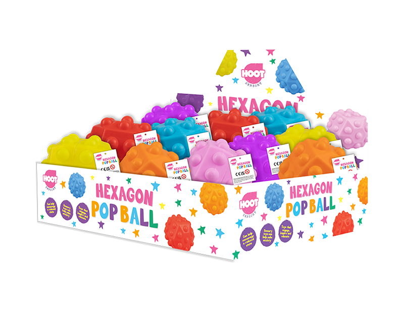 Hollow Pink Hexagonal Sensory Pop Ball Toy - Hoot