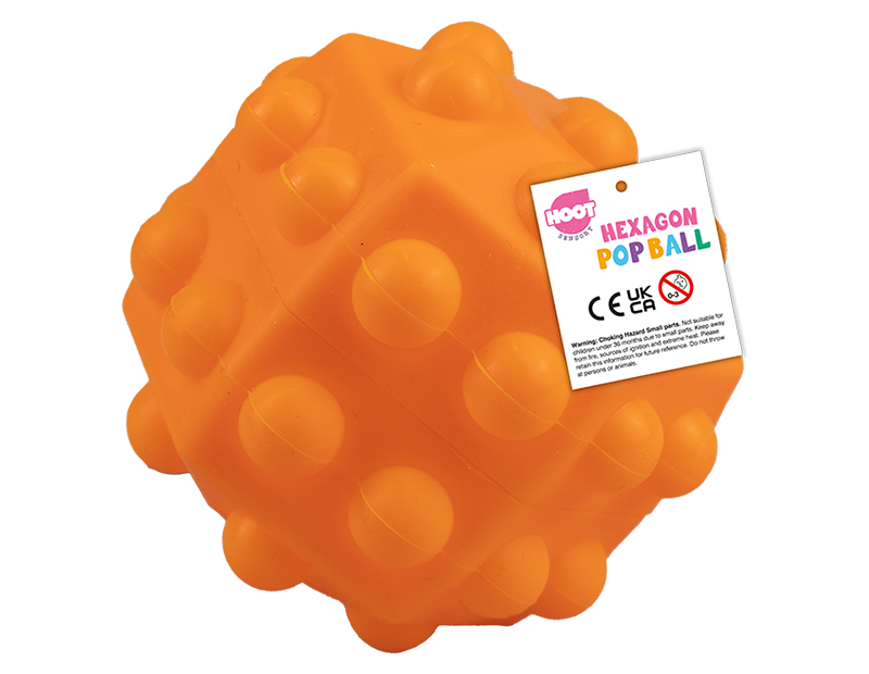 Orange Hexagonal Sensory Pop Ball Toy - Hoot