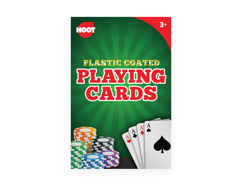 Plastic Coated Poker Card / Playing Cards in green box design - Hoot