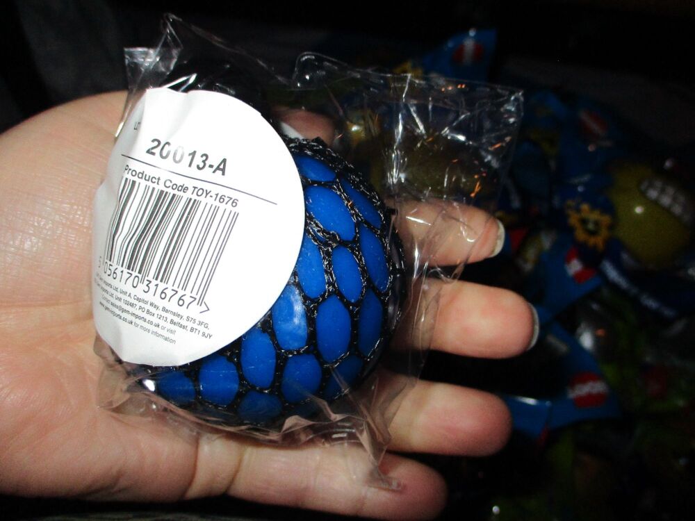 Blue Squishy Mesh Ball Toy - Hoot