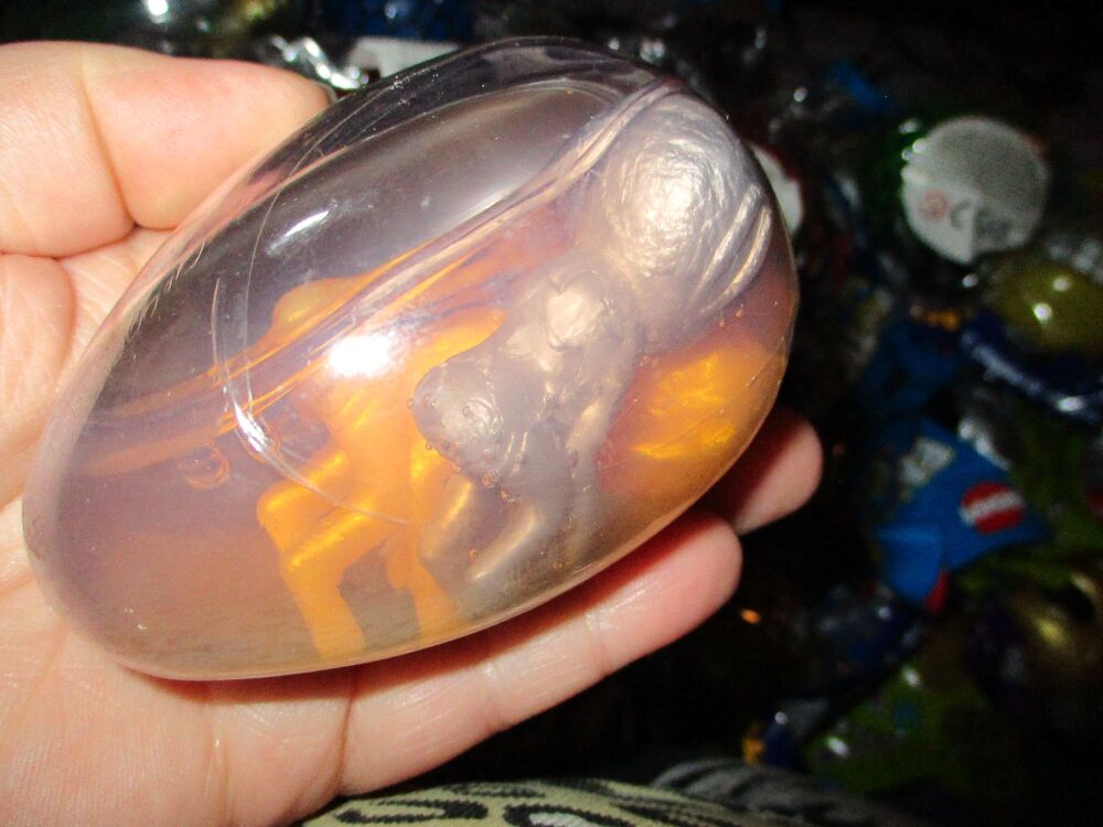 Orange Goo in Silver Shell - Twin Alien Egg Slime Toy - Hoot