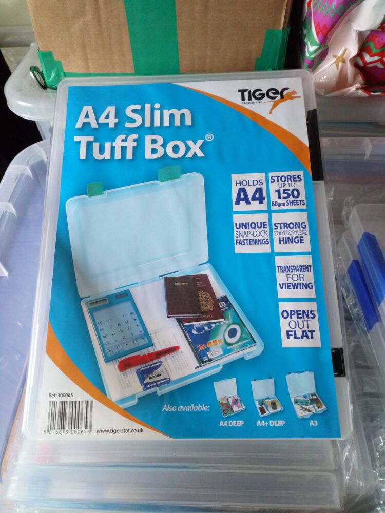 Clear with Black Clips - Tiger Tuff Box Slim A4